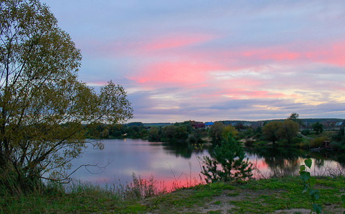 закат на озере,осенний пейзаж