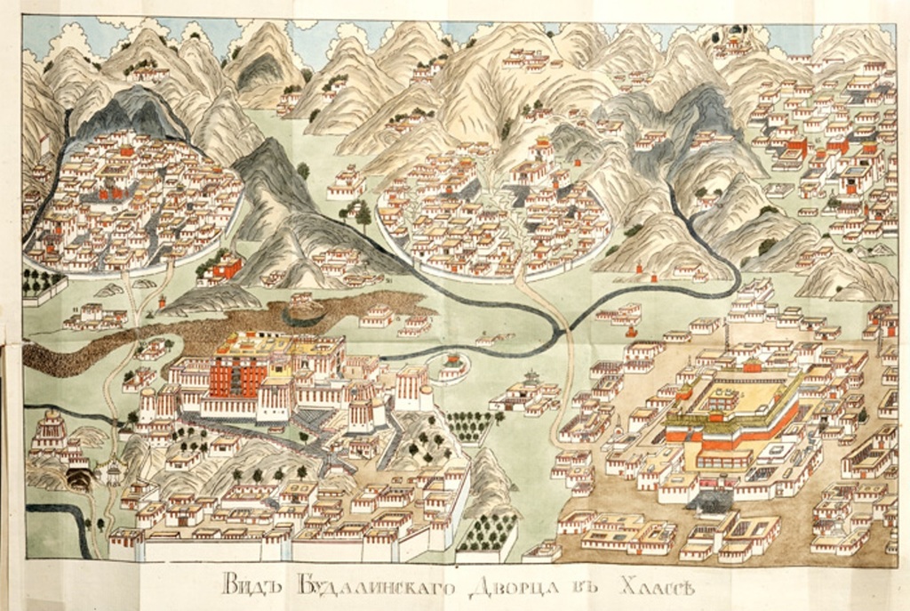 План Лхасы, напечатанный в «Описании Тибета». 1828 год