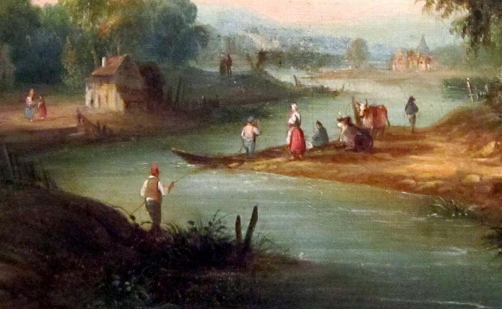Неизвестный художник. Западная Европа. Сельский пейзаж с рекой. Середина 19 века.