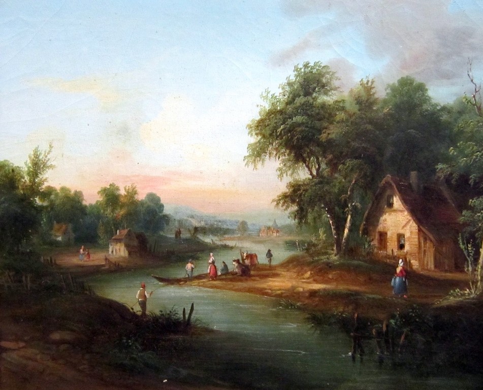 Неизвестный художник. Западная Европа. Сельский пейзаж с рекой. Середина 19 века.