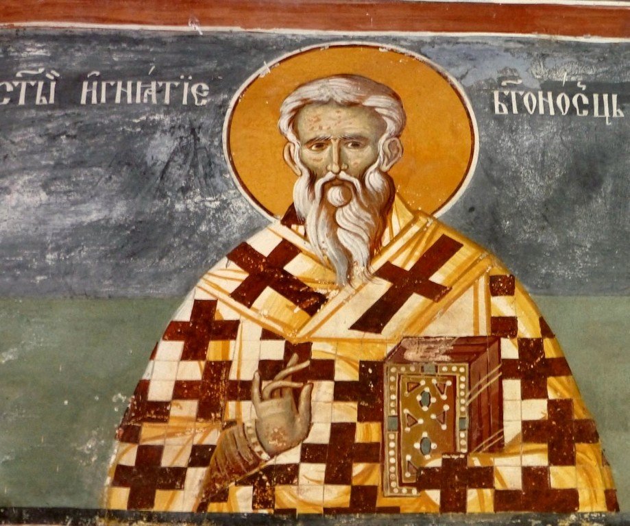 Священномученик Игнатий Богоносец, Епископ Антиохийский. Фреска монастыря Морача, Черногория. XVI век. Священномученик Игнатий Богоносец, Епископ Антиохийский. Фреска монастыря Морача, Черногория. XVI век.