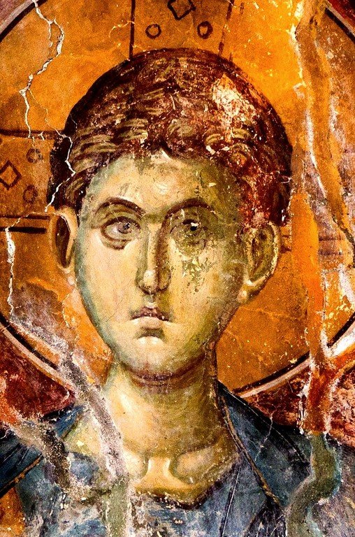 Христос Эммануил. Фреска церкви Святого Димитрия в монастыре Печская Патриархия, Косово, Сербия. 1322 - 1324 годы. Христос Эммануил. Фреска церкви Святого Димитрия в монастыре Печская Патриархия, Косово, Сербия. 1322 - 1324 годы.