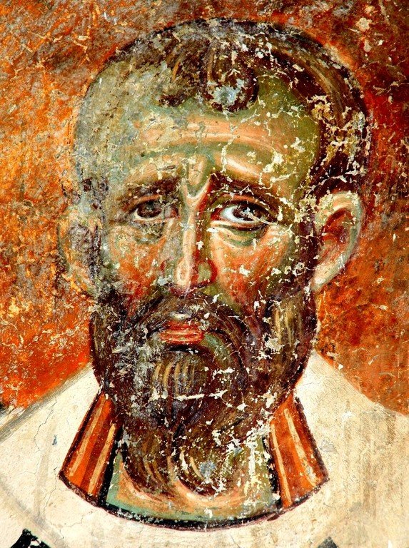 Святитель. Фреска церкви Вознесения Господня в монастыре Милешева (Милешево), Сербия. XIII век. Святитель. Фреска церкви Вознесения Господня в монастыре Милешева (Милешево), Сербия. XIII век.