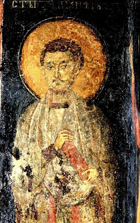Святой Бессребреник Дамиан. Фреска церкви Святых Николая и Пантелеимона (Боянской церкви) близ Софии, Болгария. 1259 год. Святой Бессребреник Дамиан. Фреска церкви Святых Николая и Пантелеимона (Боянской церкви) близ Софии, Болгария. 1259 год.
