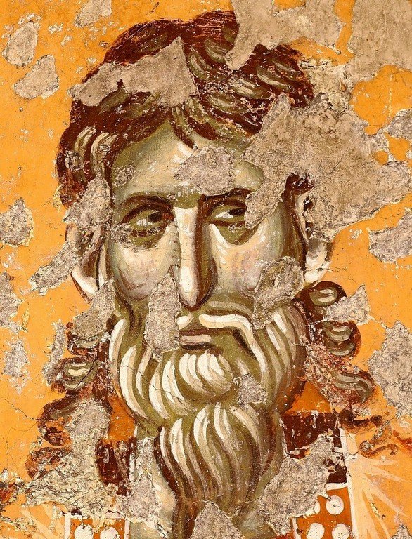 Лик Святого Мученика. Фреска церкви Богородицы Левишки в Призрене, Косово, Сербия. Около 1310 - 1313 годов. Иконописцы Михаил Астрапа и Евтихий. Лик Святого Мученика. Фреска церкви Богородицы Левишки в Призрене, Косово, Сербия. Около 1310 - 1313 годов. Иконописцы Михаил Астрапа и Евтихий.