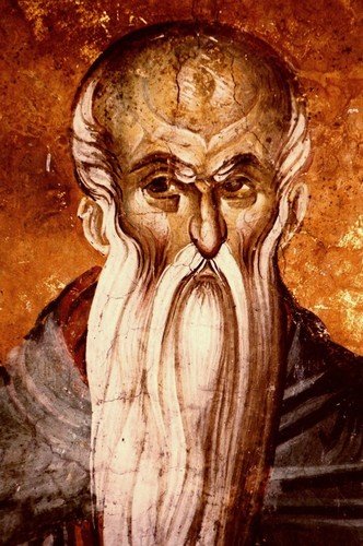 Святой Преподобный Евфимий Великий. Фреска монастыря Высокие Дечаны, Косово, Сербия. Около 1350 года.