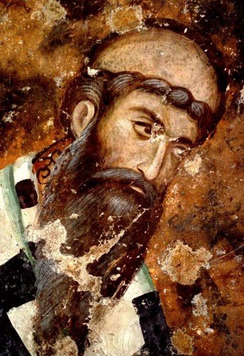 Святитель Савва II, Архиепископ Сербский. Фреска церкви Святой Троицы в монастыре Сопочаны, Сербия. XIII век.