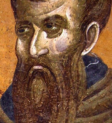 Святой Преподобномученик и Исповедник Стефан Новый. Фреска монастыря Грачаница, Косово, Сербия. Около 1320 года.