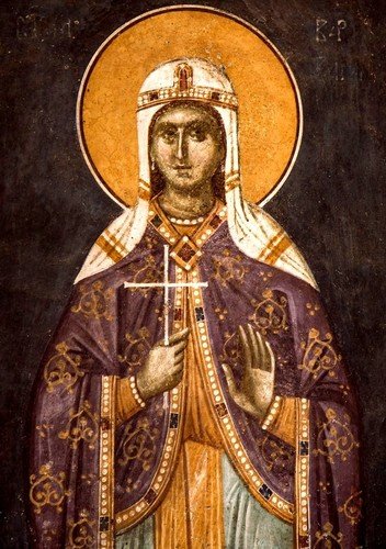 Святая Великомученица Варвара. Фреска монастыря Грачаница, Косово, Сербия. Около 1320 года.