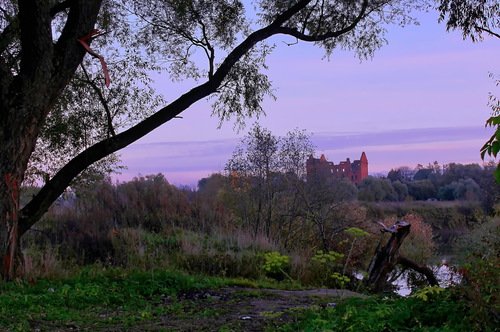 вечерний пейзаж со старой мельницей
