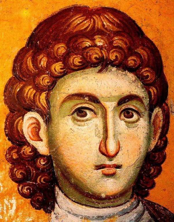 Святой Великомученик Прокопий. Фреска храма Протатон (Протат) на Афоне. Конец XIII века. Иконописец Мануил Панселин. Святой Великомученик Прокопий. Фреска храма Протатон (Протат) на Афоне. Конец XIII века. Иконописец Мануил Панселин.
