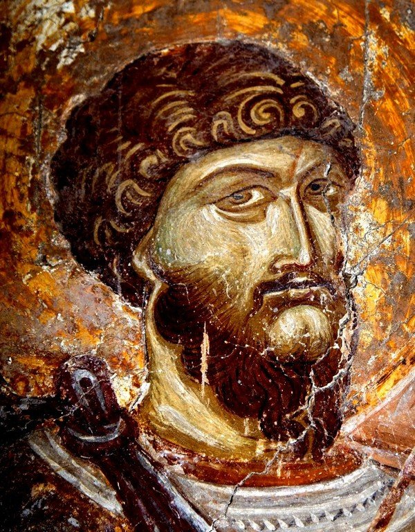 Святой Великомученик Феодор Стратилат. Фреска церкви Святых Архангелов в Кастории, Греция. 1360 год. Святой Великомученик Феодор Стратилат. Фреска церкви Святых Архангелов в Кастории, Греция. 1360 год.