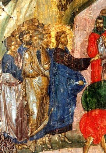 Воскрешение Праведного Лазаря. Византийская икона XIV века.