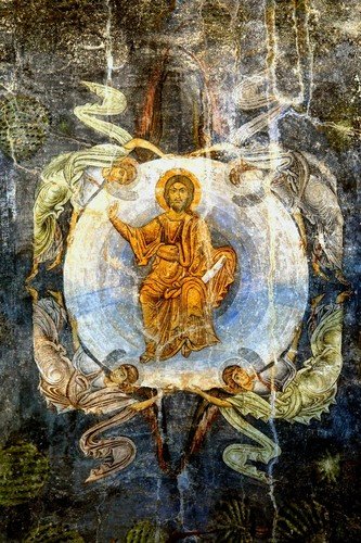 Вознесение Господне. Фреска собора Святой Софии в Охриде, Македония. Около 1040 года.