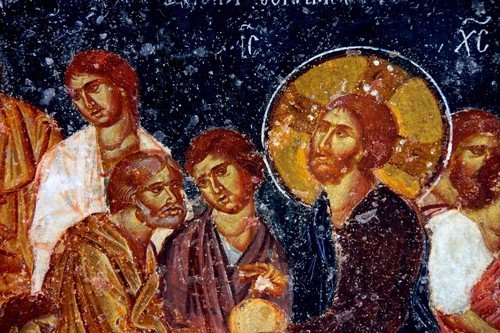Умножение Христом хлебов и рыб. Фреска собора Святой Софии в Трапезунде. XIII век.
