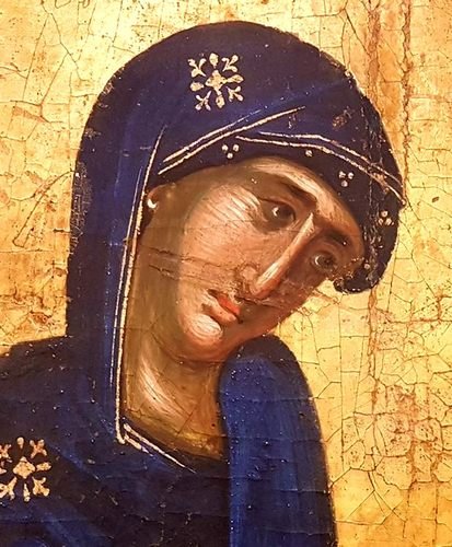 Пресвятая Богородица и Святой Апостол и Евангелист Иоанн Богослов. Икона из монастыря Святого Иоанна Богослово в Поганово (Сербия). Византия, около 1395 года.