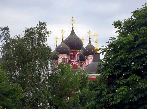 Купола храма Тихвинской иконы Божией Матери в Алексеевском