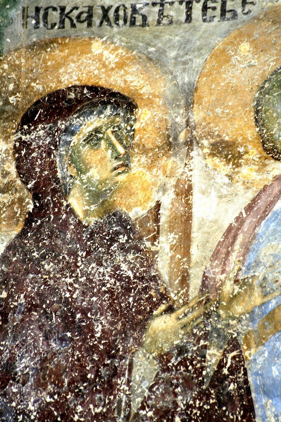 Преполовение Пятидесятницы. Фреска церкви Святой Троицы в монастыре Сопочаны, Сербия. 1265 год. Фрагмент. Преполовение Пятидесятницы. Фреска церкви Святой Троицы в монастыре Сопочаны, Сербия. 1265 год. Фрагмент.