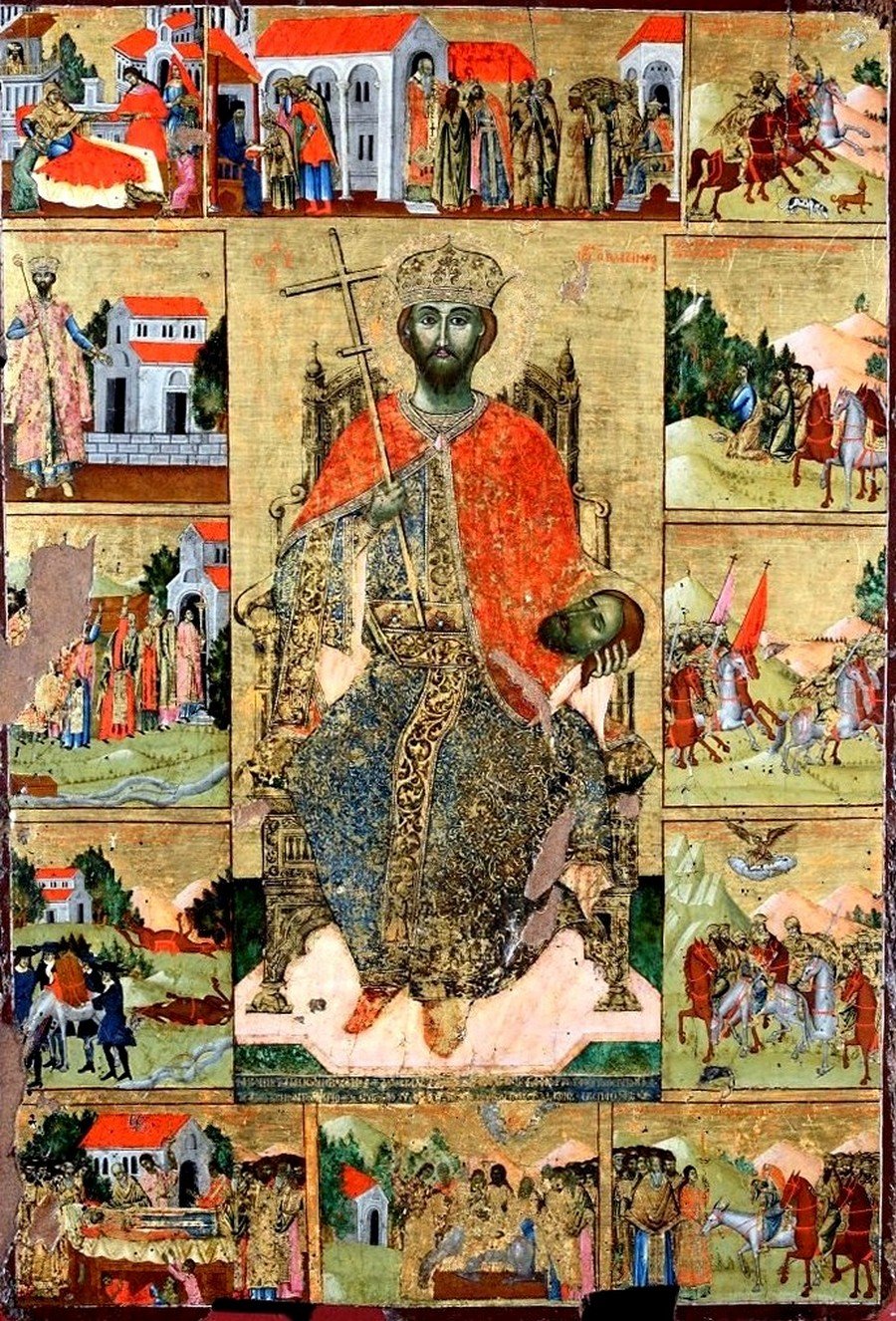 Святой Мученик Иоанн-Владимир, Князь Сербский. Икона. Албания, 1739 год. Иконописец Костандин Шпатараку. Святой Мученик Иоанн-Владимир, Князь Сербский. Икона. Албания, 1739 год. Иконописец Костандин Шпатараку.