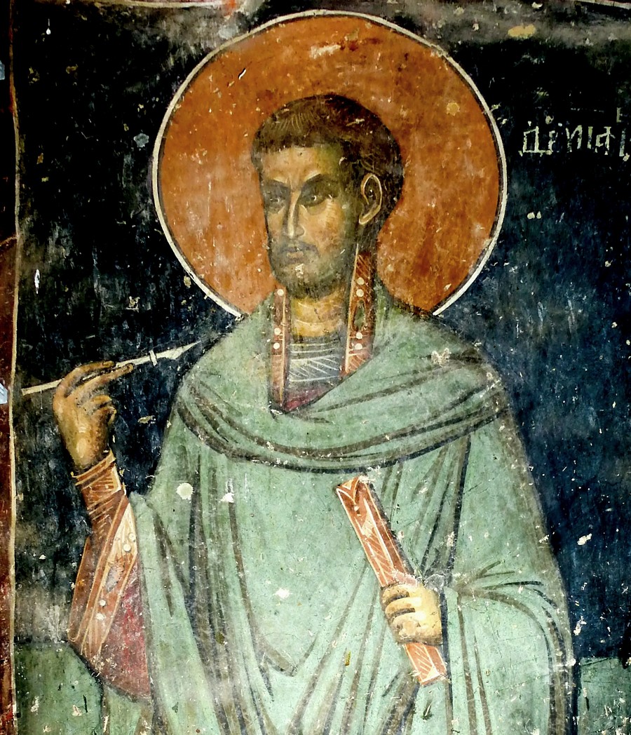 Святой Бессребреник Дамиан. Фреска церкви Святого Николая в монастыре Псача, Македония. 1365 - 1377 годы.
