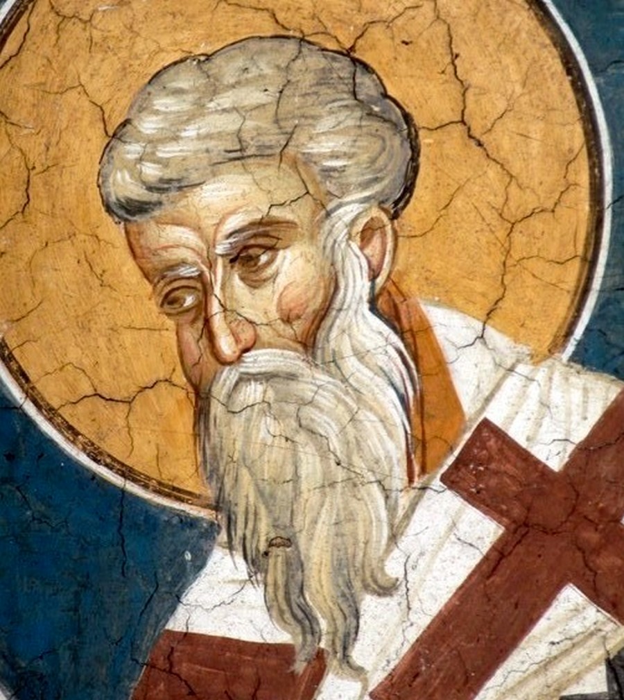 Святитель Иоанн Милостивый. Фреска монастыря Высокие Дечаны, Косово и Метохия, Сербия. До 1350 года.