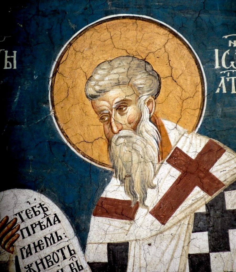 Святитель Иоанн Милостивый. Фреска монастыря Высокие Дечаны, Косово и Метохия, Сербия. До 1350 года.