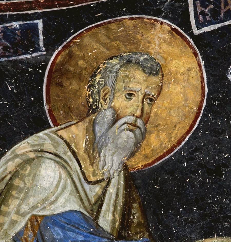 Святой Апостол и Евангелист Матфей. Фреска церкви Богородицы в монастыре Студеница, Сербия. 1208 - 1209 годы.