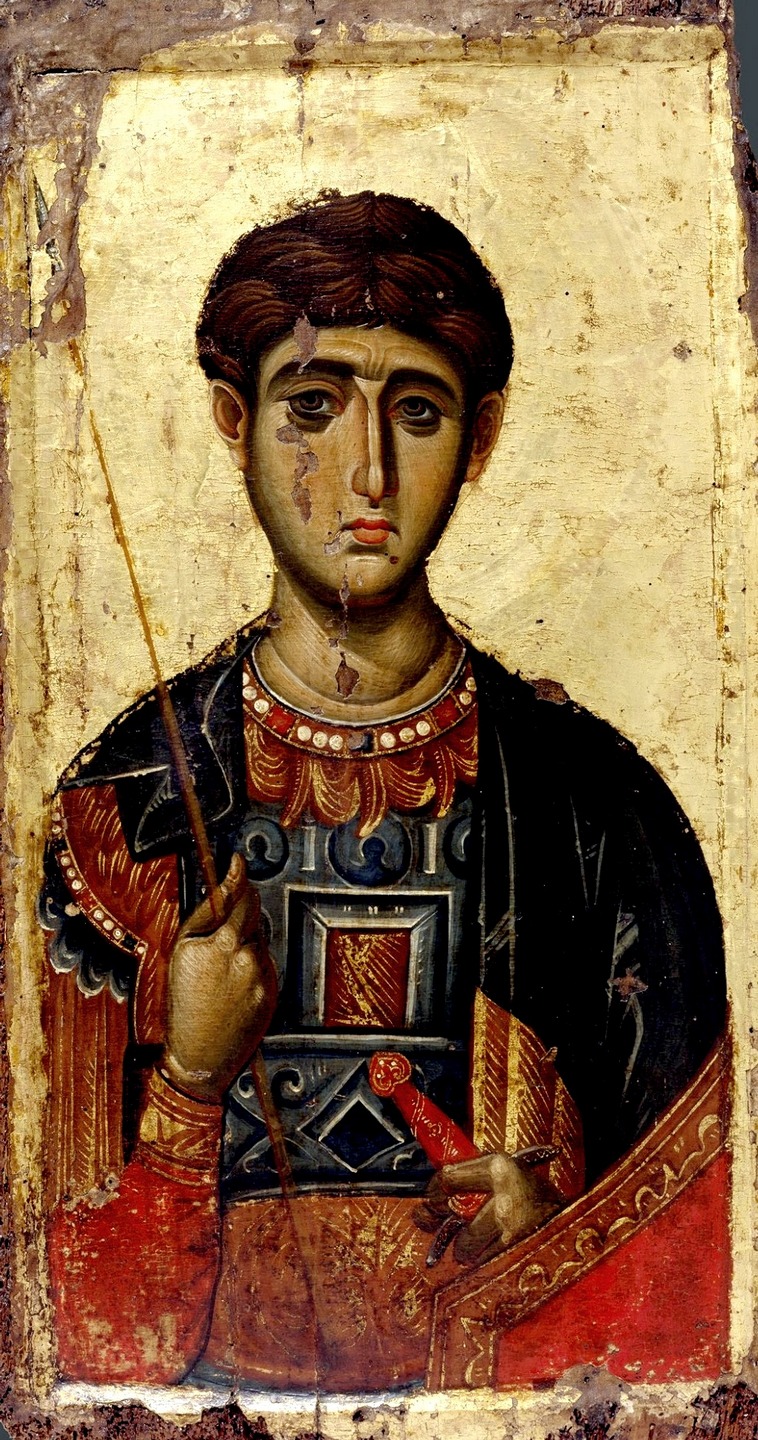 Святой Великомученик Димитрий Солунский. Икона. Византия, около 1300 года. Монастырь Ватопед на Афоне.