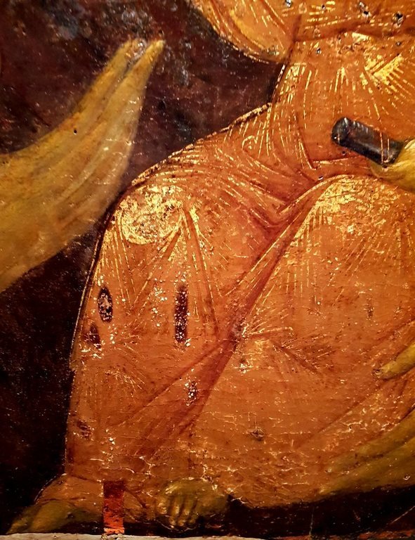 Богоматерь Одигитрия. Византийская икона XIV века. Церковь Св. Димитрия в Афитосе, Халкидики, Греция. Фрагмент. Богоматерь Одигитрия. Византийская икона XIV века. Церковь Св. Димитрия в Афитосе, Халкидики, Греция. Фрагмент.