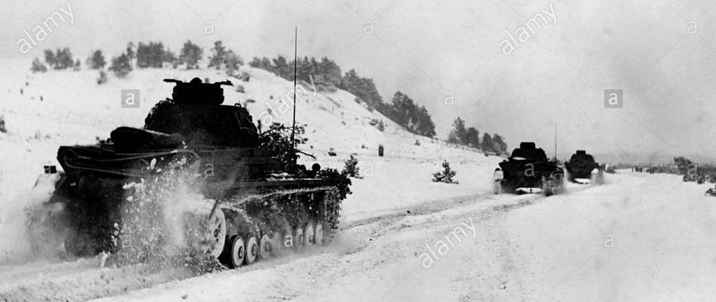 Немецкие танки в районе Клина. Ноябрь 1941 года