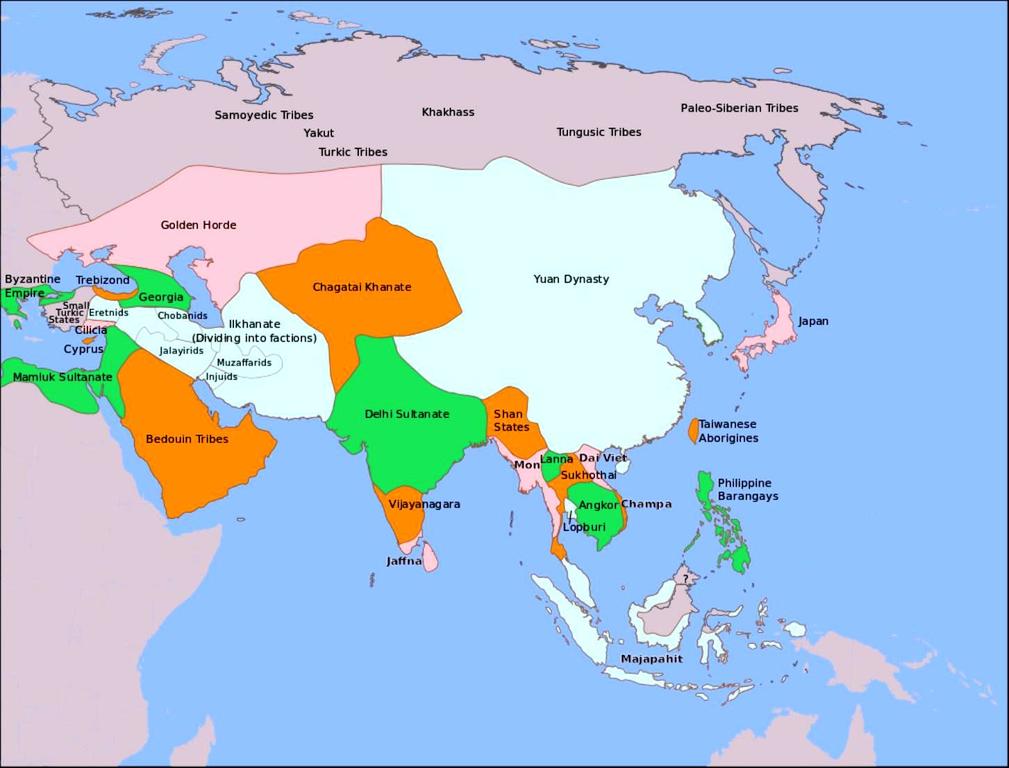 Карта Азии в 1345 году.