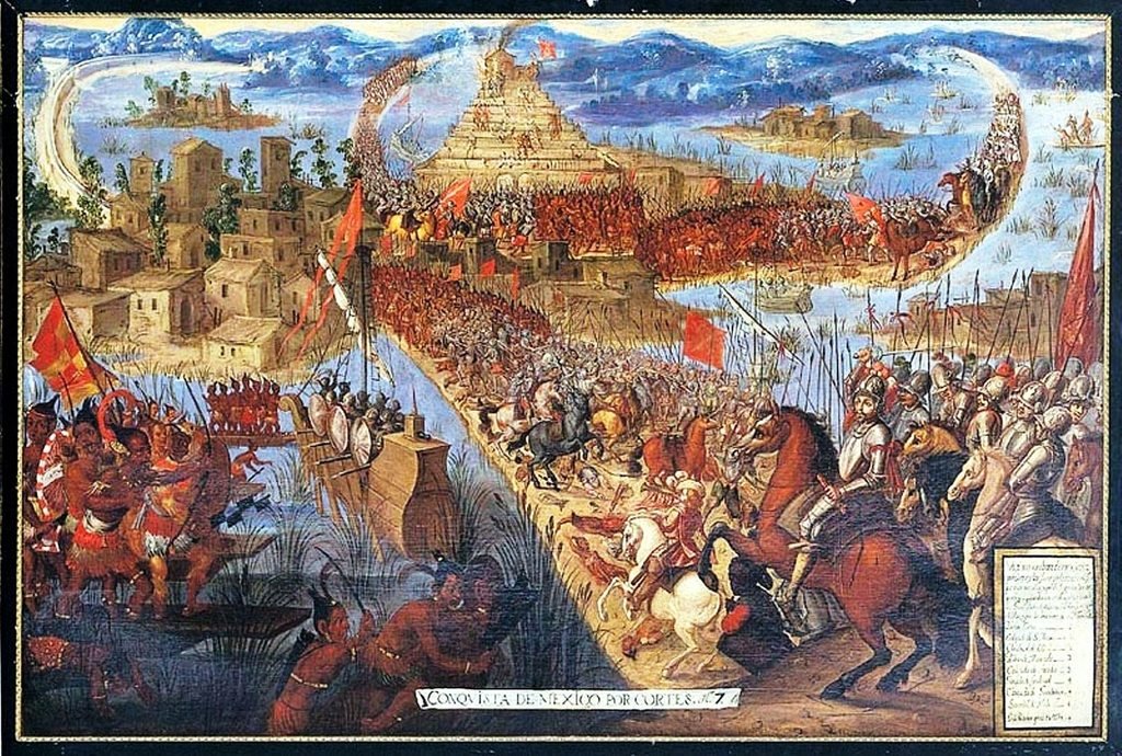Битва за Теночтитлан. Картина неизвестного художника, вторая половина XVII века