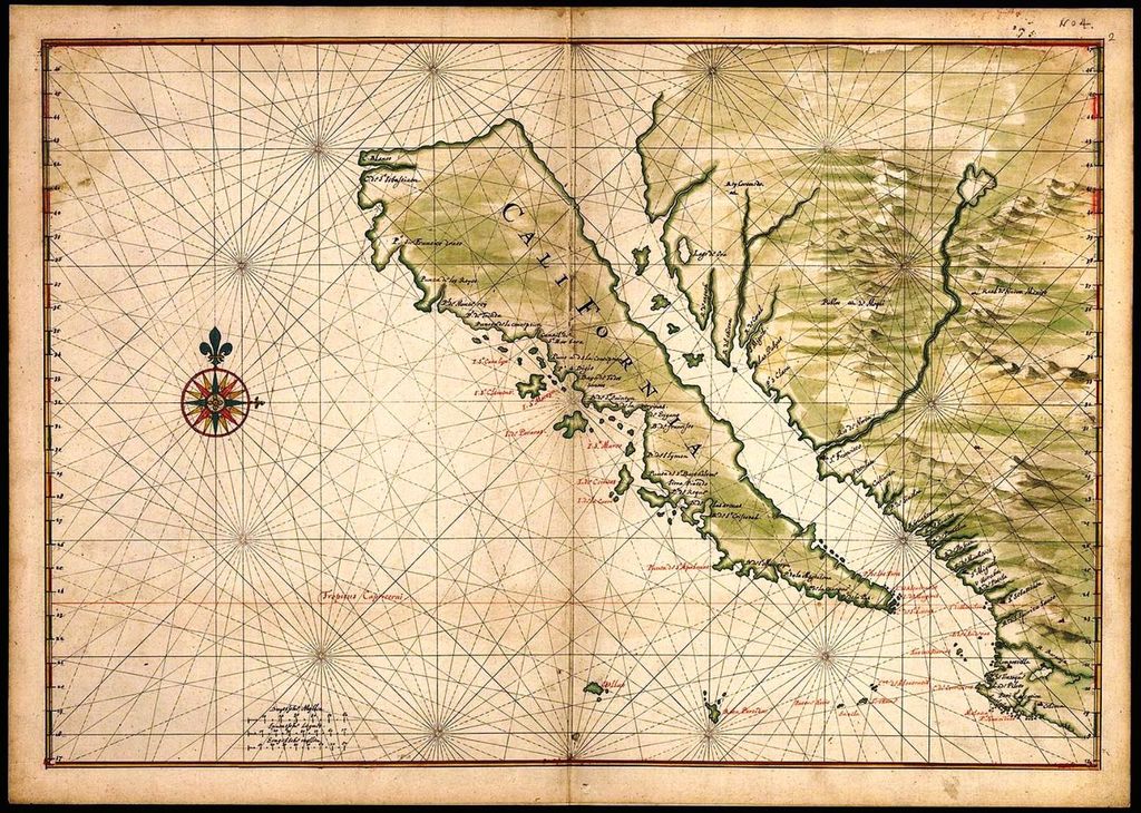 Карта Калифорнии XVII века. Территория изображена как остров.